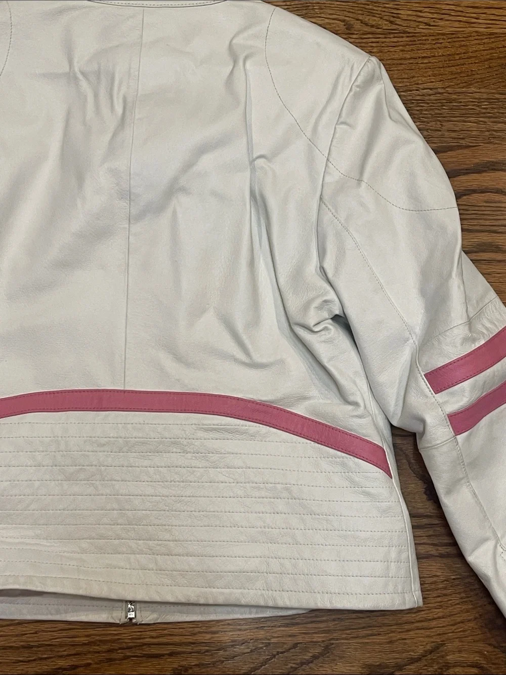 Classic White Women's Wilson’s Leather Jacket with Pink Trim ladies L - Picture 16 of 16